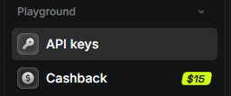 Menu API keys da Higgsfield